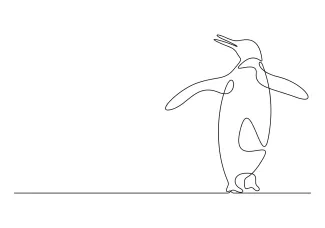 One Line Penguin Outline: Build Drawing Habits with Simple Animal Shapes