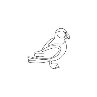 "One Line Puffin Drawing: A Minimalist Approach to Capturing a Seabird’s Charm"