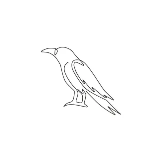 "One Line Raven Drawing: A Minimalist Interpretation of Intelligence and Mystery"