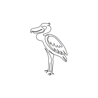 One Line Shoebill Drawing: Sketch a Prehistoric-Looking Bird with Simple Shapes