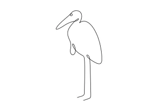 Stork One Line Stork Bird Drawing: Practice Structure and Height in Animal Art