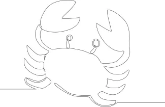 Crab on the beach Learn One-Line Drawing with a Simple Crab on the Beach for Easy Sketching Fun