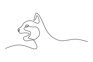 Beginner-Friendly One Line Drawing of a Cat’s Basic Shape for Practice