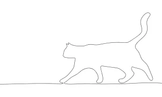 Simple One Line Art of a Cat Moving Forward to Practice Flow and Form