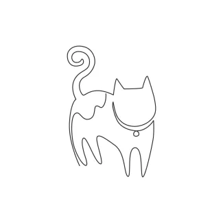 Simple One Line Drawing of a Kitten Playing to Develop Observation Skills