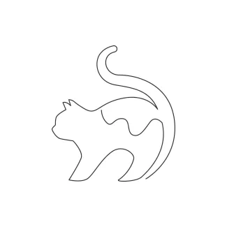Gentle One Line Drawing of a Kitten Sitting Sweetly to Encourage Beginners