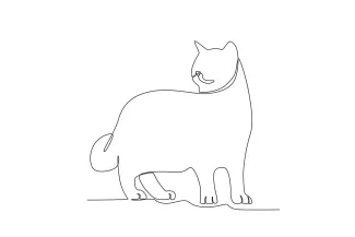Easy One Line Cat Drawing for Beginners to Practice Basic Animal Shapes