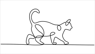 Simple One Line Drawing of a Calm Sitting Cat for Art Practice