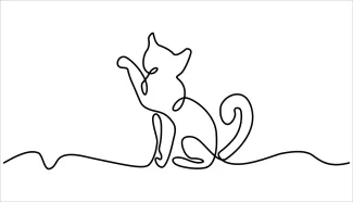 Calm Cat Sitting One Line Drawing for Gentle Drawing Skill Practice