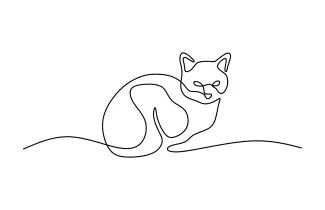  Line Drawing of a Cat – Practice Smooth Hand Movement Through Minimalist Art
