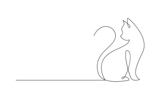"Minimalist Cat Drawing: Creating a Recognizable Feline Shape in One Stroke"