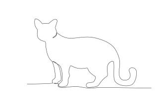 "One Line Drawing: Capturing a Cat’s Sideways Gaze with Simplicity"