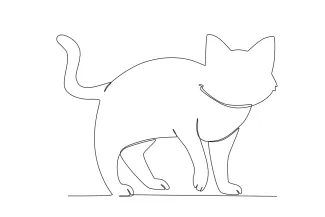 "Simple One Line Cat Portrait: Creating a Front-Facing Feline Sketch"
