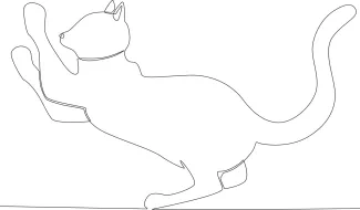 One Line Drawing of Cat Clawing Wall: Practice Sharp Angles and Active Poses