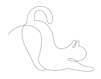 Simple Cat Drawing in One Line: Perfect for Building Line Control and Form Awareness