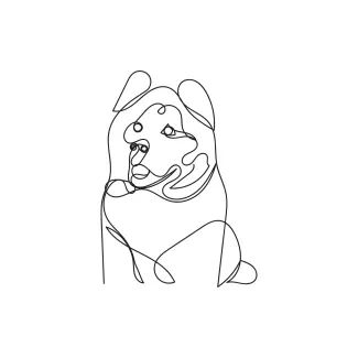 Akita Dog in One Line: Strong and Calm Pet Drawing