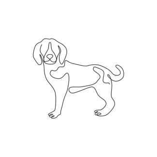 Funny Beagle One Line Drawing: Cartoonish Dog with Character