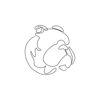 "One Line Bulldog Head Drawing: Depicting a Bold and Expressive Canine with Minimalist Art"