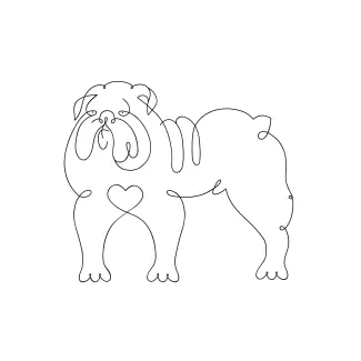 English Bulldog One Line Drawing: Practice Bold Dog Shapes with Easy Techniques