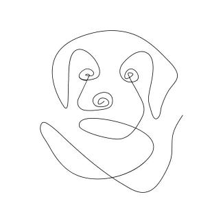 "Minimalist Dog Illustration: A One-Line Study of Recognizable and Loyal Pet Gestures"