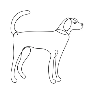 "One-Line Dog Sketch: A Minimalist Approach to Capturing Playful and Friendly Pet Expressions"
