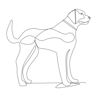 "Minimalist Dog Illustration: A One-Line Study of Energy and Playfulness in Pets"
