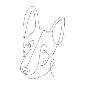 "Minimalist Dog Sketch: A One-Line Study of Playful and Recognizable Pet Figures"