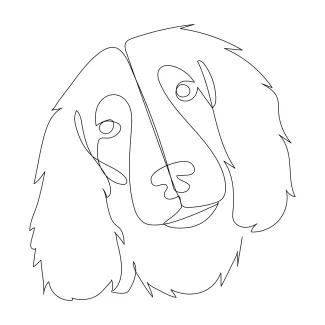 "Continuous One-Line Dog Drawing: Simplified Canine Form for Easy Artistic Exploration"
