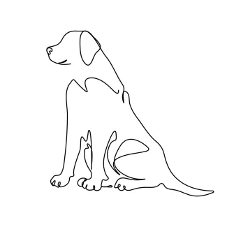 "One Line Dog Sketch: Expressing Energy and Poise with Minimalist Techniques"