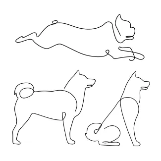Three Dog Three Dogs in One Line Drawing: Fun Pet Group Drawing with Simple Techniques