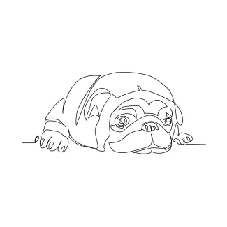 Dog One Line Drawing of a Calm Dog: Simple Shapes for Relaxing Pet Art