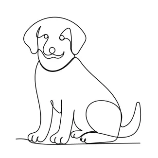 Dog "Minimalist Dog Sketch: A One-Line Study of Playful and Recognizable Pet Figures"