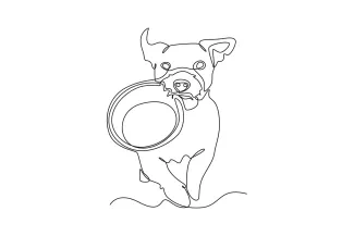 "Continuous Line Running Dog with Food: A Quick Study in Motion and Action"