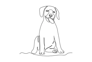 Dog Sitting "Single Line Sitting Dog: A Beginner-Friendly Drawing Exercise for Animal Form"