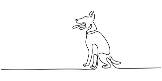Dog Standing "Minimalist Standing Dog Sketch: Depicting Confidence and Structure with One Line Art"