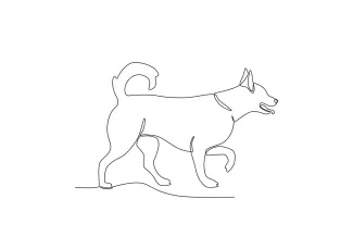Dog Walking Walking Dog in One Line: Learn Pet Movement with Easy Drawing Practice