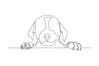 Happy Pet Dog "Continuous Line Happy Dog Sketch: A Simple Art Exercise for Pet Lovers"