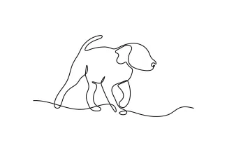 Energetic Playful Dog in One Line – Easy Drawing for Active Moments