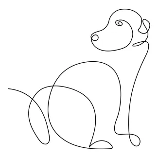"Minimalist One-Line Drawing of a Dog’s Face: A Simple Art Challenge for Kids"
