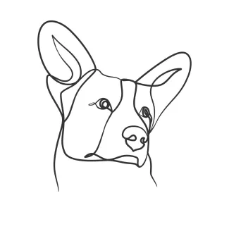 Dog Head "Single Line Dog Head Illustration: A Quick and Simple Pet Sketching Practice"
