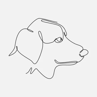 "Minimalist Dog Head Portrait: A One-Line Approach to Pet Expression"