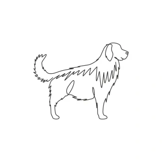 One Line Golden Retriever: Kind Dog in a Simple Sketch