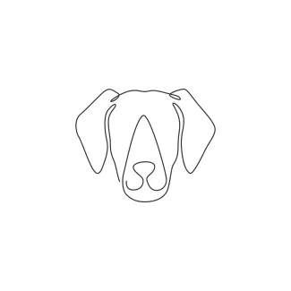 Labrador Head One Line Drawing: Friendly Face of a Classic Dog