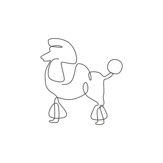 Poodle One Line Drawing: Elegant Dog for Stylish Sketch Practice