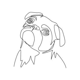 Pug Head Drawing in One Line: Practice Cute Dog Faces with Simple Shapes