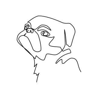"Minimalist One-Line Drawing of Pugs: Cute and Simple Art for Young Artists"