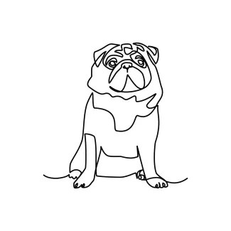 "Simple One-Line Art of a Pug: A Cute and Easy Drawing Challenge"
