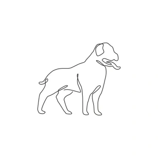 Rottweiler One Line Drawing: Strong and Loyal Dog in Simple Form