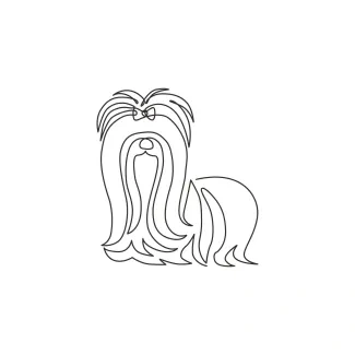 "Minimalist Shih Tzu Sketch: Depicting a Fluffy and Playful Companion with One Line Art"
