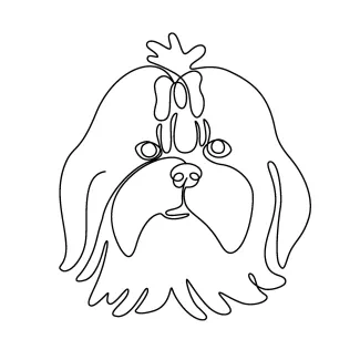 Shih tzu dog breed "Simple Line Drawing of a Shih Tzu: Capturing a Fluffy Companion’s Shape with Minimal Art"